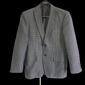 John Varvatos Men’s Linen-Cotton Blazer Grey-Blue Plaid size 40